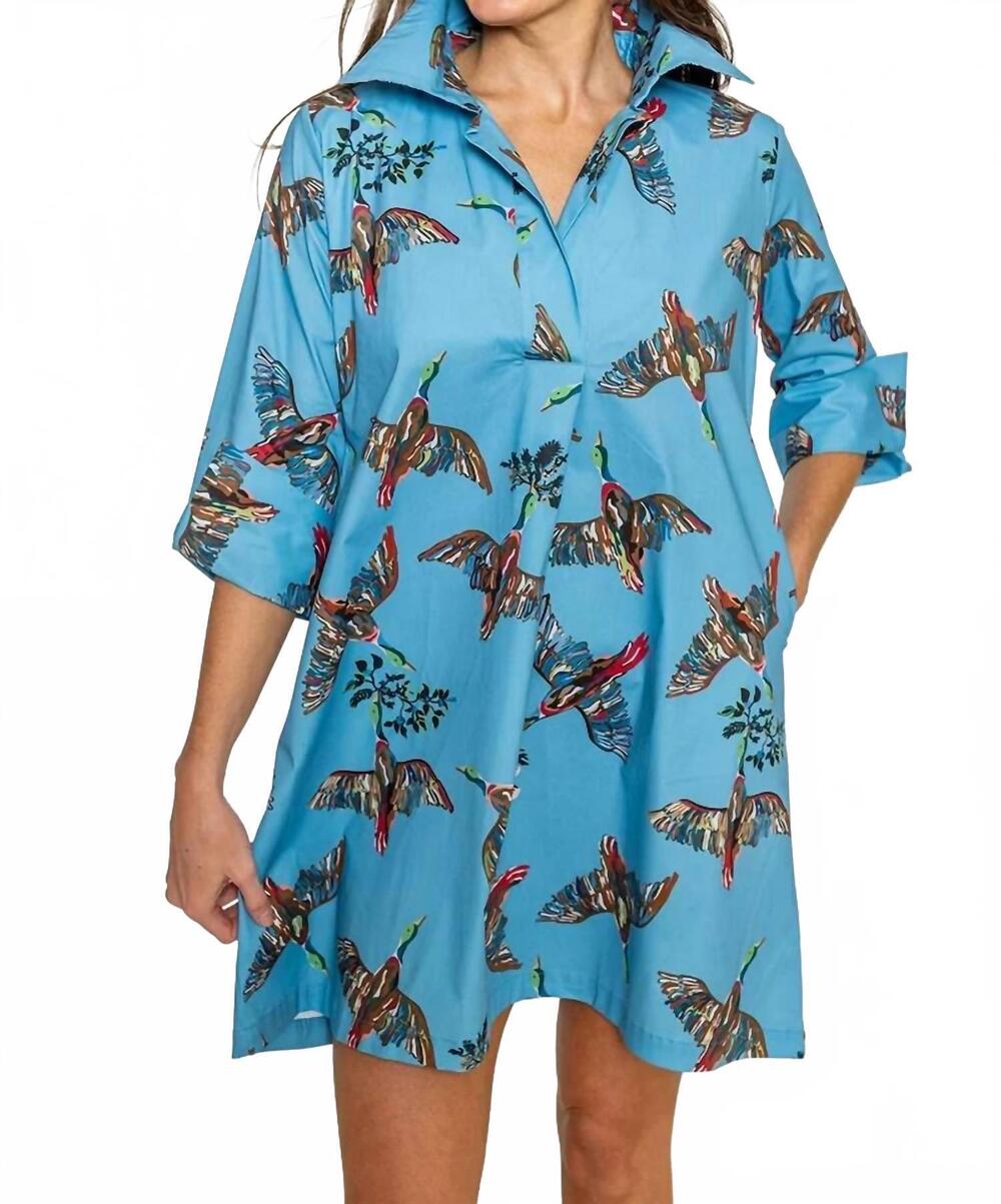 NEW HOUSE OF MBR berry grove lana shirt short dress in blue